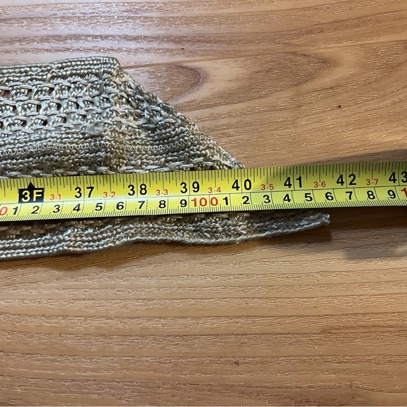 Soft Wide Woven Macrame Belt with Wood Buckle Natural Tan Color - Picture 7 of 8